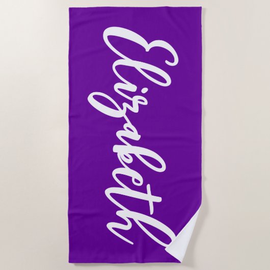 Bright Purple and White Lettering Script Strandtuch (Vorderseite)