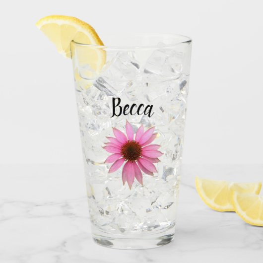 Bright Purple Coneflower Personalized Glass Glas (Vorderseite Ice)