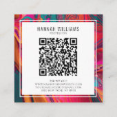 Bright Qr Code farbenfrohe flüssige Muster Einziga Quadratische Visitenkarte (Rückseite)