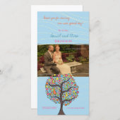 Bright Rainbow Bird Tree Blue Danke Foto Card (Vorne/Hinten)