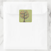 Bright Rainbow Bird Tree Custom Wedding Sticker (Tasche)