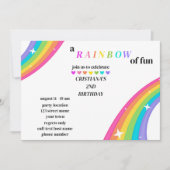 Bright Rainbow Birthday Party Einladung (Vorderseite)