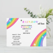 Bright Rainbow Birthday Party Einladung (Stehend Vorderseite)