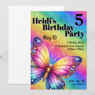 Bright Rainbow Butterfly Geburtstag Einladung