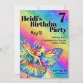 Bright Rainbow Fairy Birthday Einladung (Vorderseite)