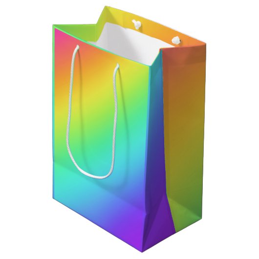 Bright Rainbow Gradient Gift Bag Mittlere Geschenktüte (Vorderseite Schrägansicht)