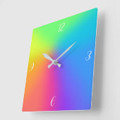 Bright Rainbow Gradient Quadratische Wanduhr (Winkel)