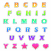 Bright Rainbow Letters Monogram Sticker Pack (Vorderseite)