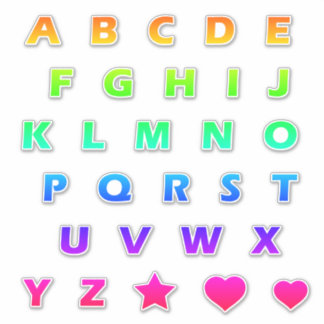 Bright Rainbow Letters Monogram Sticker Pack