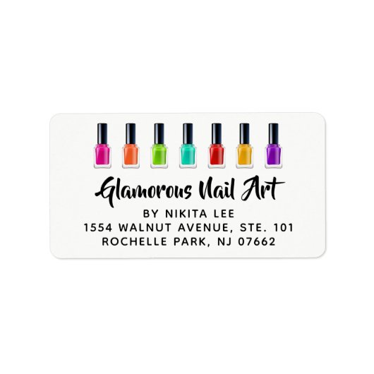 Bright Rainbow Nail Polish Art Tech Salon Adresse Adressaufkleber (Vorne)