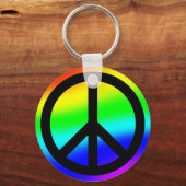 Bright Rainbow Peace Symbol Schlüsselanhänger (Vorderseite)
