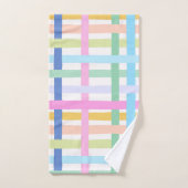 Bright Rainbow Plaid Bath Towel - Colourful Pastel Badhandtuch Set (Handtuch)