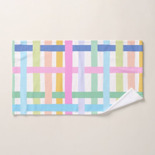 Bright Rainbow Plaid Bath Towel - Colourful Pastel Badhandtuch Set (Handtuch)