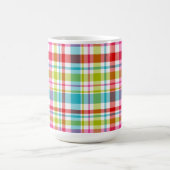 Bright Rainbow Plaid Checkered Pattern Custom Name Kaffeetasse (Mittel)