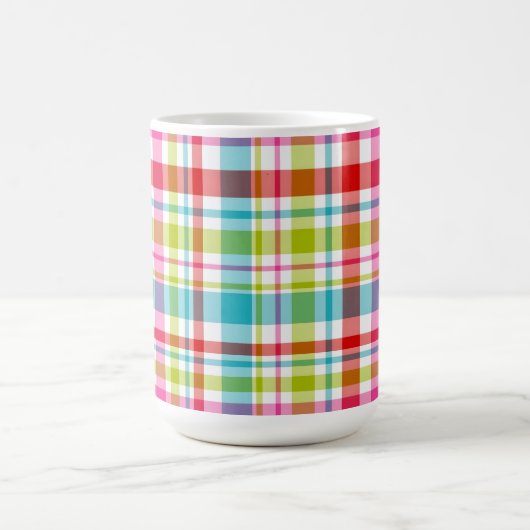 Bright Rainbow Plaid Checkered Pattern Custom Name Kaffeetasse (Mittel)