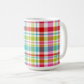 Bright Rainbow Plaid Checkered Pattern Custom Name Kaffeetasse (VorderseiteRechts)