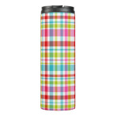 Bright Rainbow Plaid Checkered Pattern Custom Name Thermosbecher (Rückseite)