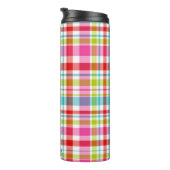 Bright Rainbow Plaid Checkered Pattern Custom Name Thermosbecher (Nach rechts gedreht)