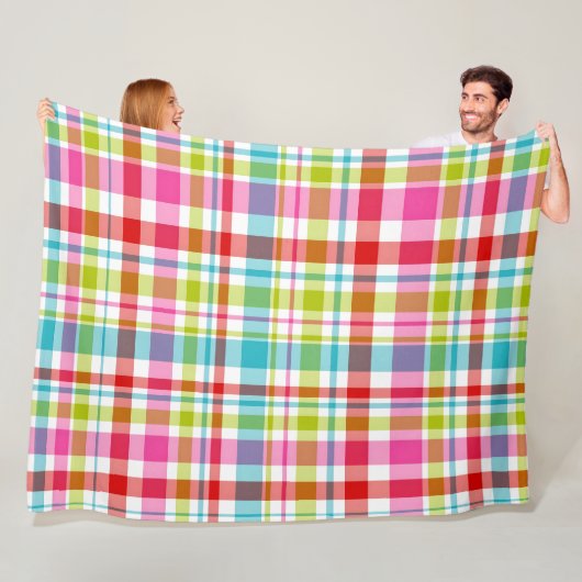 Bright Rainbow Plaid Checkered Pattern Fleecedecke (Beispiel)