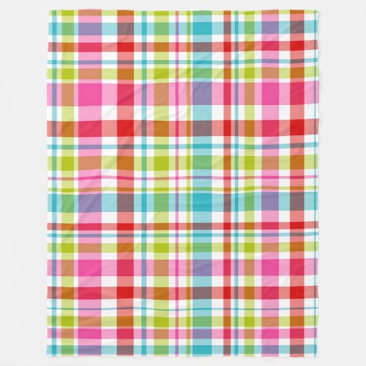 Bright Rainbow Plaid Checkered Pattern Fleecedecke (Vorderseite)