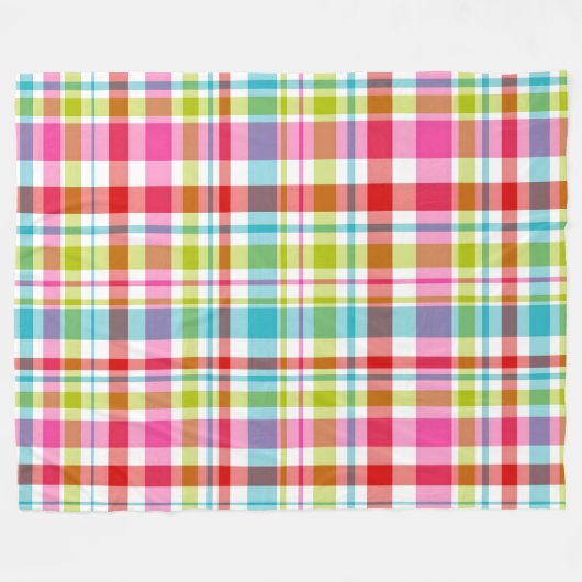 Bright Rainbow Plaid Checkered Pattern Fleecedecke (Vorderseite (Horizontal))