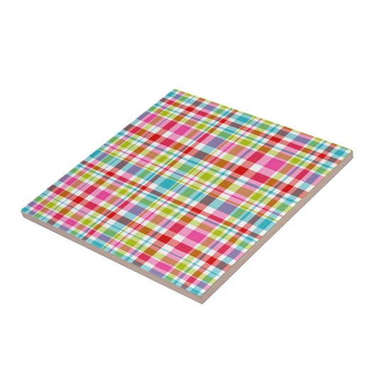 Bright Rainbow Plaid Checkered Pattern Fliese (Seite)