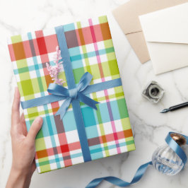 Bright Rainbow Plaid Checkered Pattern Geschenkpapier