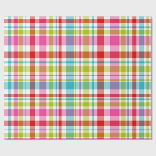 Bright Rainbow Plaid Checkered Pattern Geschenkpapier (Flach)