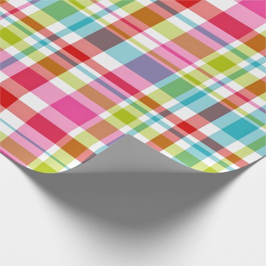 Bright Rainbow Plaid Checkered Pattern Geschenkpapier (Ecke)