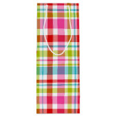 Bright Rainbow Plaid Checkered Pattern Geschenktüte Für Weinflaschen (Rückseite)