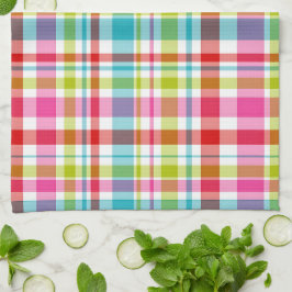 Bright Rainbow Plaid Checkered Pattern Geschirrtuch