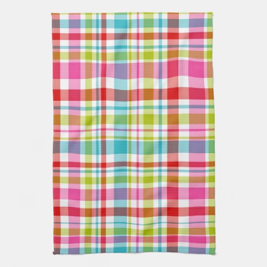 Bright Rainbow Plaid Checkered Pattern Geschirrtuch (Vertikal)