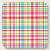 Bright Rainbow Plaid Checkered Pattern Getränkeuntersetzer (Vorderseite)