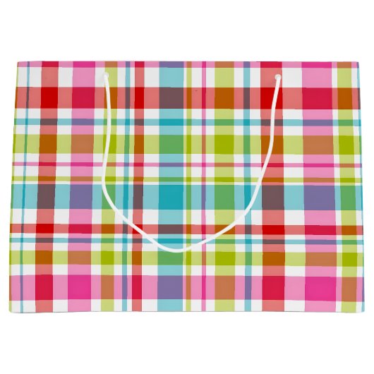 Bright Rainbow Plaid Checkered Pattern Große Geschenktüte (Vorderseite)