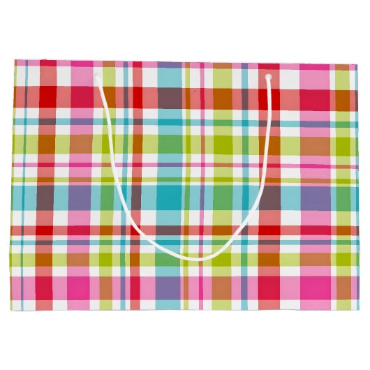 Bright Rainbow Plaid Checkered Pattern Große Geschenktüte (Rückseite)