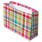Bright Rainbow Plaid Checkered Pattern Große Geschenktüte (Rückseite Schrägansicht)