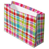 Bright Rainbow Plaid Checkered Pattern Große Geschenktüte (Vorderseite Schrägansicht)