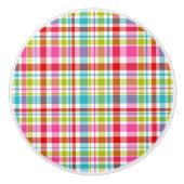 Bright Rainbow Plaid Checkered Pattern Keramikknauf (Vorderseite)