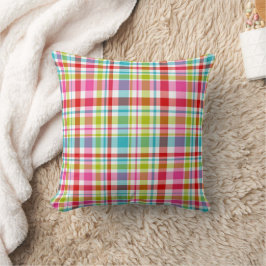 Bright Rainbow Plaid Checkered Pattern Kissen