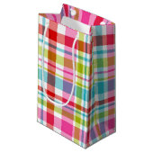 Bright Rainbow Plaid Checkered Pattern Kleine Geschenktüte (Vorderseite Schrägansicht)