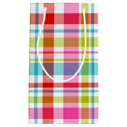 Bright Rainbow Plaid Checkered Pattern Kleine Geschenktüte (Vorderseite)