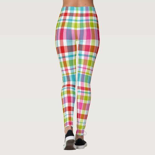 Bright Rainbow Plaid Checkered Pattern  Leggings (Rückseite)
