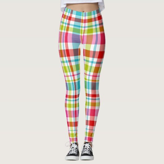 Bright Rainbow Plaid Checkered Pattern  Leggings (Vorderseite)