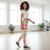 Bright Rainbow Plaid Checkered Pattern  Leggings