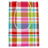 Bright Rainbow Plaid Checkered Pattern Mittlere Geschenktüte (Vorderseite)