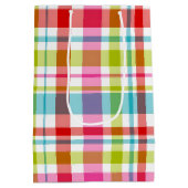 Bright Rainbow Plaid Checkered Pattern Mittlere Geschenktüte (Rückseite)