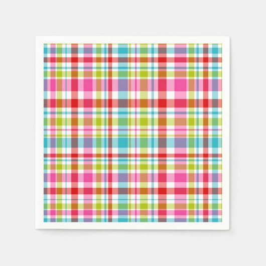 Bright Rainbow Plaid Checkered Pattern Paper Serviette (Vorderseite)