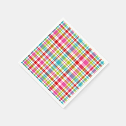 Bright Rainbow Plaid Checkered Pattern Paper Serviette (Ecke)