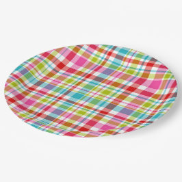 Bright Rainbow Plaid Checkered Pattern Pappteller