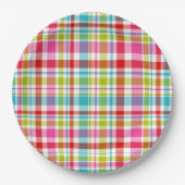 Bright Rainbow Plaid Checkered Pattern Pappteller (Vorderseite)